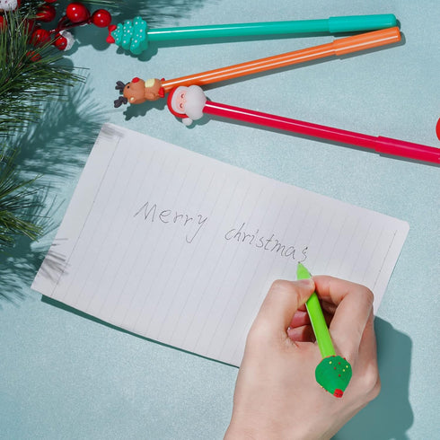 jiebor 20Pcs Christmas Gel Ink Novelty Pens - Cute Fun Bulk with Black Ink for Office Supplies