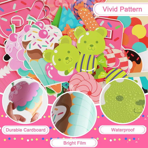 Classroom Candy Bulletin Board Decoration Set, Sweet Candyland Cutouts for Ice Cream Party Decor for School