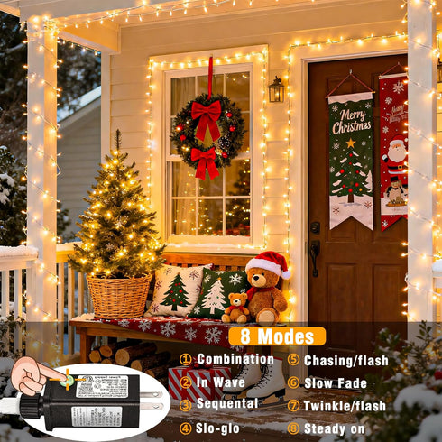 100ft 300 LED String Lights Indoor Connectable Warm White Christmas Lights Outdoor Waterproof, Twinkle Fairy Lights