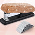Bling Crystal Stapler Gift, Sparkly Diamond Stapler for Desk, Handmade Clay Rhinestone Machine Stapler (Champagne Gold)
