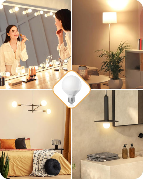 EDISHINE 4 Pack G25 LED Globe Light Bulbs CRI90+, 5W Equivalent 25W, 2700K Warm White 450LM, Vanity Light Bulbs