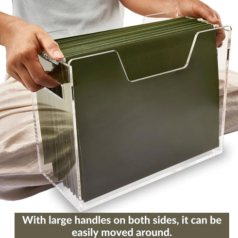 Acrylic File Holder - Clear Hanging File Organizer Box, Modern Acrylic File Folder Organizer, Lucite Hanging File Crate