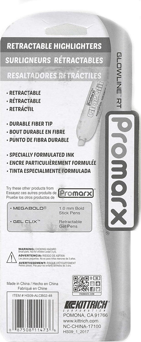 Promarx HS09-ALCB02-48 Glowline RT Retractable Highlighters Yellow and Pink 2 Count
