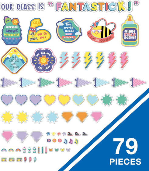 Carson Dellosa We Stick Together 79-Piece Our Class is Fantastick! Motivational Bulletin Board Set, Positive Sayings, Heart, Pennant, and More Colorful Accents, Bulletin Board and Classroom Décor by Carson Dellosa Education