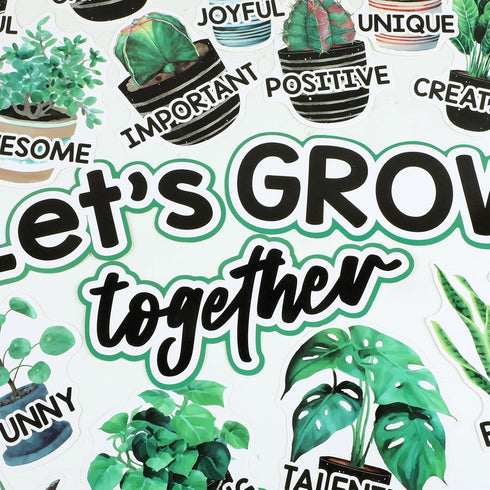 gisgfim Greenery Affirmation Station Bulletin Board Set, Motivational Plant Cutouts for School Home Office Decor