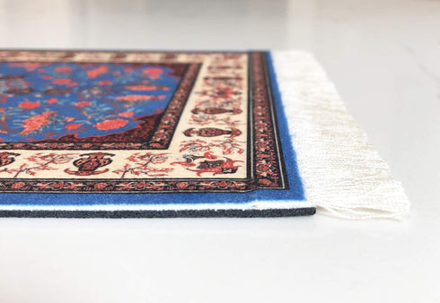 Inusitus 4-Pack Oriental Rug Mouse Pads Mini Carpet Style Mousepads with Fringe, Non-Slip Rubber Base, Aesthetic Desk