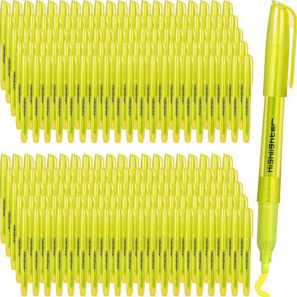Thenshop 200 Pcs Yellow Highlighters Bulk, Pocket Style Gel Highlighter for Bible, No Bleed Thin Highlighters for Adults