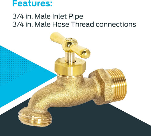 Eastman Brass Garden Valve, 3/4 Inch MIP x 3/4 Inch MHT Outdoor Spigot
