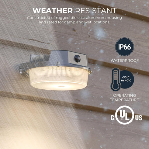 ALB 2000 HALO Outdoor Dusk-to-Dawn LED Security Area Light with Lumens, Wall or Pole Mount - Textured Gray