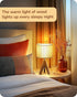 14.17" E26 EDISHINE Small Table Lamp, Wood Tripod Bedside Lamp, Natural Wood-Colored Hollow & White PVC Shade, Base