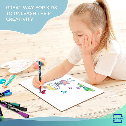 Scribbledo 6 Pack Small White Board Dry Erase Classroom Pack Boards 9"x12” Personal Whiteboards for Students Teachers School Supplies Lapboards l 6 Mini Whiteboard Erasers Included by Scribbledo