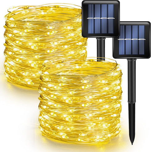 Dazzle Bright 2 Pack Solar String Lights Outdoor, Total 80FT 240LED Solar