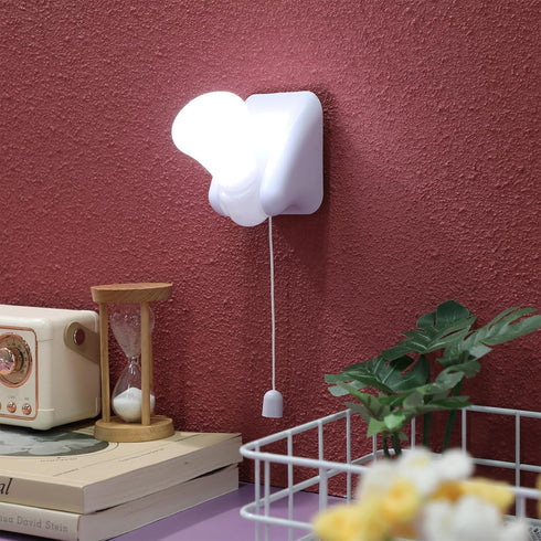 Bulb 2.87 2.87 1.96 Inch Gatuida Portable LED Cabinet Lamp, Battery Operated, Self-Adhesive Wall Mount Light with Pull