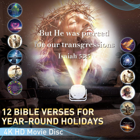 Lewtemi 12 Communion, Bible Verse Projector with Interchangeable Scripture Slides, Religious Gifts for Kids Adult
