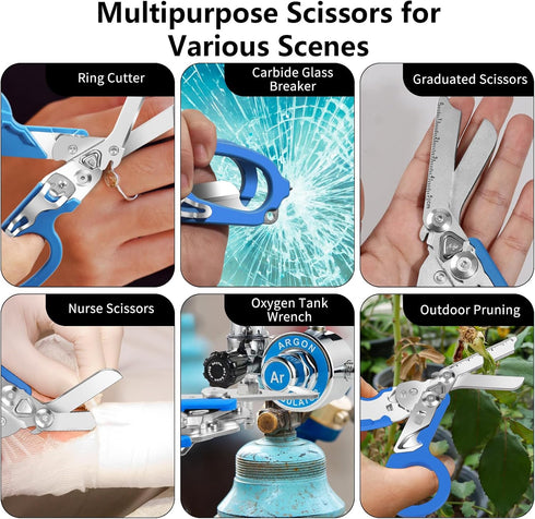 6 1 In Multifunctional Trauma Shears, Emergency Response Shears, Stainless Steel Foldable Shears With Holster, Medical