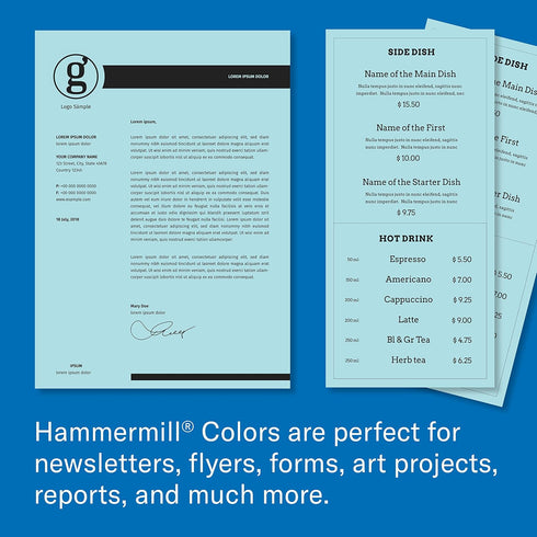 Hammermill 24 lb 8.5 11 103671R-1 (500 Colored Paper, Blue Printer Paper, x - Made in the USA, Pastel Paper, Ream