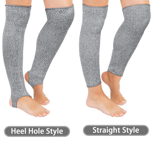 Zhanmai Cut Resistant Leg Sleeves Bite-Proof Protective Leg Sleeves for Welding, Lawn Mowing Guard Safety (Gray, Heel Hole Style)