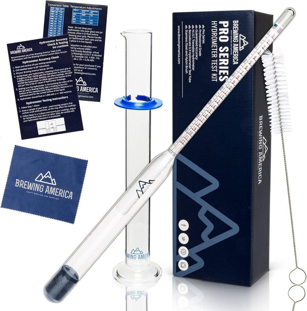 Brewing Hydrometer Alcohol Tester Kit - USA-Made Beer & Wine Specific Gravity ABV Test Pro Series with Borosilicate