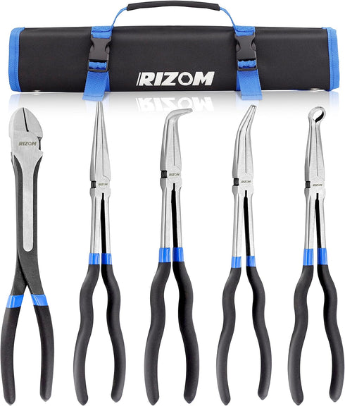 RIZOM 5-Piece 11 Inch Long Needle Nose Pliers Set, Extra Long Reach