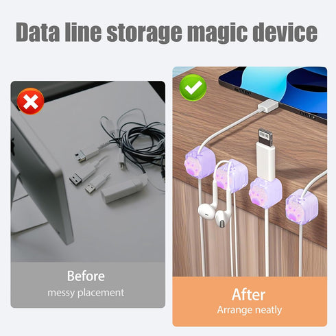 Frayot 9Pack Magnetic Cable Clips for Nightstand, Adhesive Night-Glowing Cord Holder Organizer for Office Home Desk