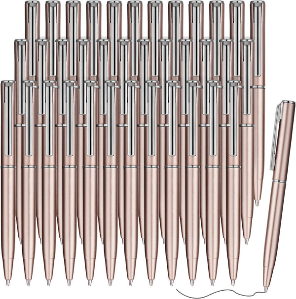 Teling 36 Pcs Mini Ballpoint Pens Bulk, 4 Inch Short Small Pens for Notebook Pockets, School Office (Rose Gold).