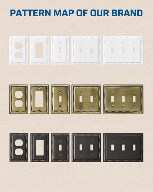 DEWENWILS 4 Pack Metal Outlet Covers, Classic White Finish Light Switch Cover Plates for Electrical Outlets