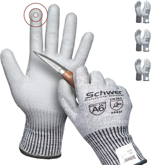 Schwer 3 Pairs AIR-SOFT Cut Resistant Gloves AR7120 ANSI A6 Touchscreen for Men Women