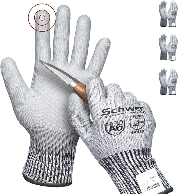 Schwer 3 Pairs AIR-SOFT Cut Resistant Gloves AR7120 ANSI A6 Touchscreen for Men Women