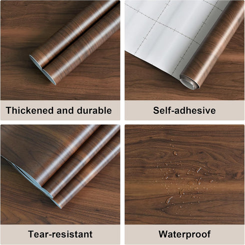 Countertops 16"197" JSEVEM Walnut Wood Grain Contact Paper Wooden Peel and Stick Wallpaper Waterproof Removable Thicken