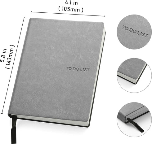 Daily To Do Checklist Notebook - Task Management Organizer Planner, Hardcover, A6 Size, 110 Sheets (Grey)