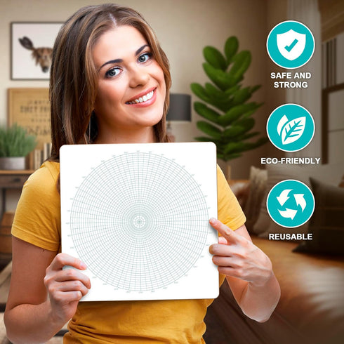 SCRIBBLEDO Circular Grid 12"x12" Large Graph Dry Erase Board, Double-Sided White Board for Home, School, Classroom
