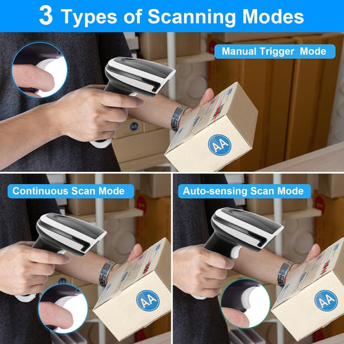 JRHC 1D 2D 3-1 2.4G &PDF417 Barcode Scanner, Handheld Barcode Reader Bluetooth Wireless QR Code Scanner Bar Code