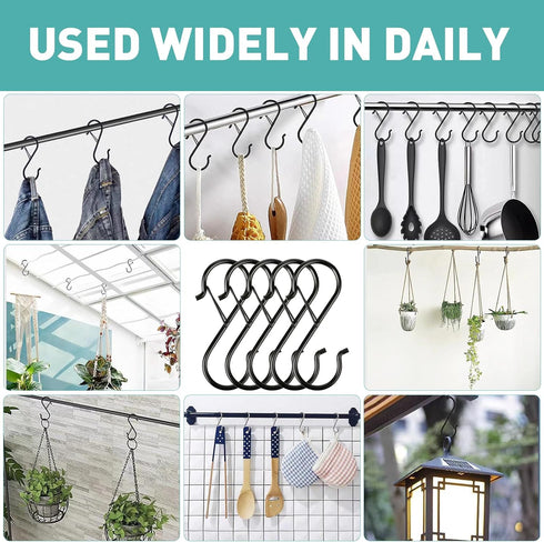12 Pcs S Hooks, 3.5 Inch Stainless-Steel Heavy-Duty Hooks for Hanging Kitchen Utensils, Pots, Pans, Clothes, Plants,