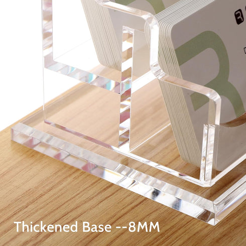 SANRUI Business Card Holder for Desk, Clear Acrylic Horizontal Business Card Display Stand with 2 Slots