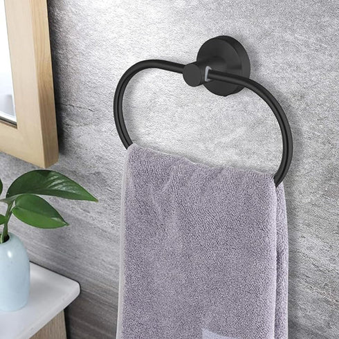 Laimew Set, 7 Set, 31.5 Inch SUS304 Black Bathroom Accessories Pieces Black Towel Bar Bathroom Hardware Towel Racks