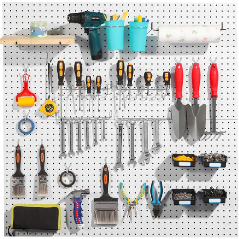 FRIMOONY Pegboard Hooks Assortment, 107 PCS for Organizing Various Tools, Includes Pegboard Bins