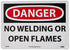 NMC D592RB OSHA Sign, "DANGER - NO WELDING OR OPEN FLAMES", 14" x 10", Rigid Plastic