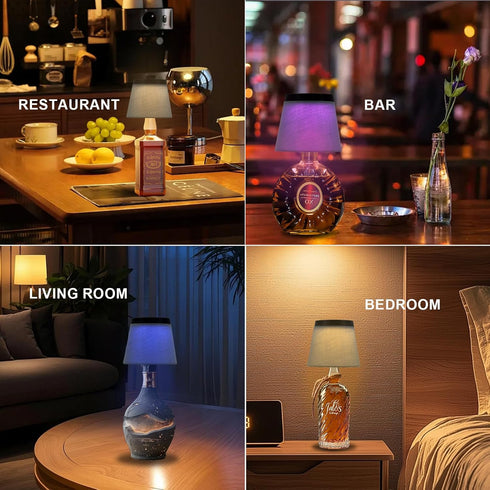 Dimmable(RGB 1pc) Wireless Bottle Lamp,Small Bedside Table Lamp,RGB LED Bottle Light with Remote Blue Gray