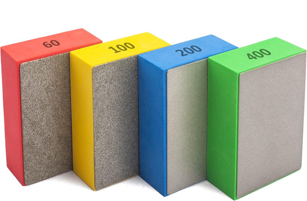4Pcs Diamond Hand Polishing Pads for Sanding Ceramics Glass Tile Concrete Stone Marble Granite (60#, 100#, 200#, 400#)