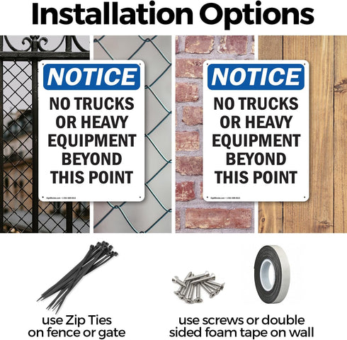(2 Pack) No Trucks Or Heavy Equipment Beyond OSHA Notice Sign - 7 Inch X 10 Inch Aluminum Metal Signs