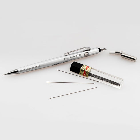 Pentel Sharp Mechanical Pencil, 0.5mm, Metallic Silver Barrel, Box of 12