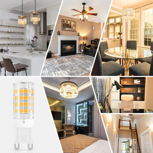 G9 Bulb 4W, 40W 3000K, 450 G9 Bulb, 120V, Non-dimmable, 6-Pack DiCUNO LED Light Halogen Replacement, Warm White Lumen