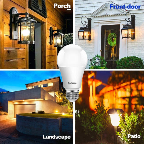 Torkase 13W Dusk to Dawn Light Bulbs, No Timer Required, 1100lm (100W Equivalent), 6000K Daylight, E26 A19 Automatic