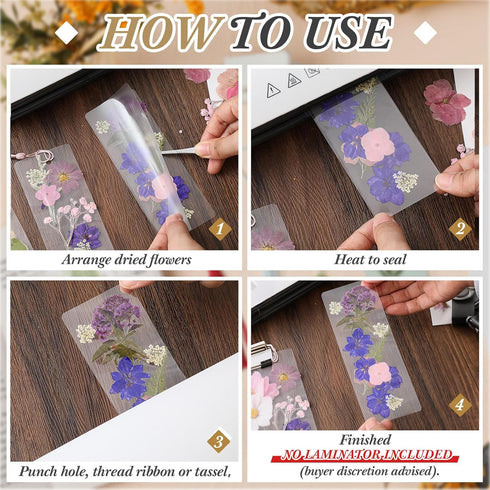 Fuyoooo 376 150 150 Lovers(2 6 Inch,Boho Pcs Dried Flower Bookmark Making Kit, DIY Bookmark Laminating Pouches