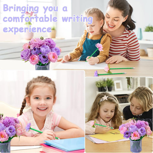 Flower Pens Gifts, 15 Pcs Artificial Mixed Rose Pens for Valentine's Day, Birthday, Wedding, Office Supplies