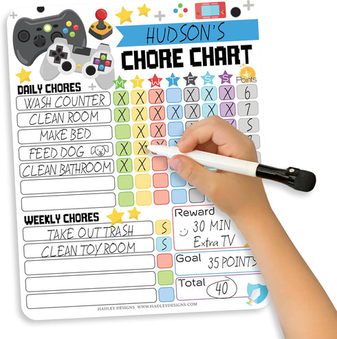 Magnetic Chore Chart for Kids - Good Behavior Chart, Dry Erase Daily, Weekly Responsibility List