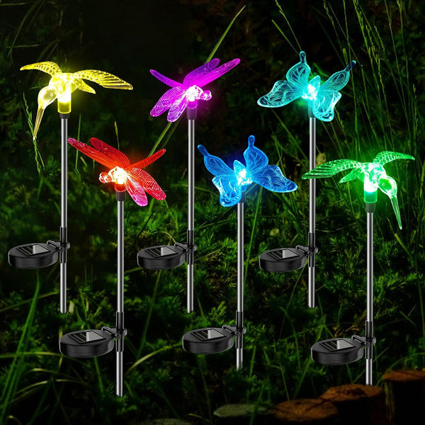 Anordsem Solar Garden Lights Outdoor: 6 Waterproof PVC Insect Stake Light Heads