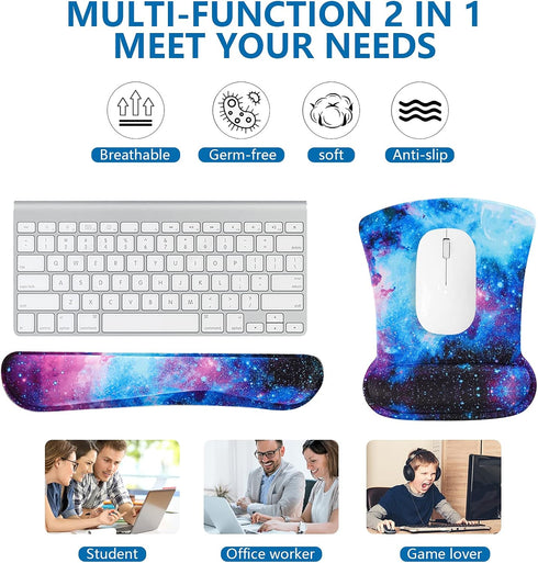 RICHEN Keyboard and Mouse Wrist Rest Pad Set, Comfortable Lightweight Ergonomic Support for Typing