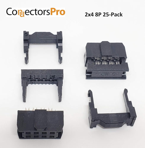 Pc Accessories - Connectors Pro 25-Pack 2X4 8 Pins 2.54mm 0.1" Pitch Dual Rows IDC Socket for Flat Ribbon Cable
