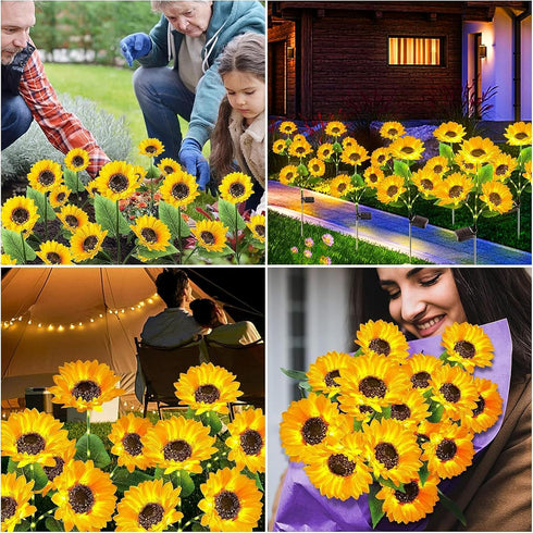 3 Pack 9 KOOPER Solar Lights Outdoor Garden Decor - Upgraded with Sunflower Lights, Waterproof Solar Outdoor Lights
